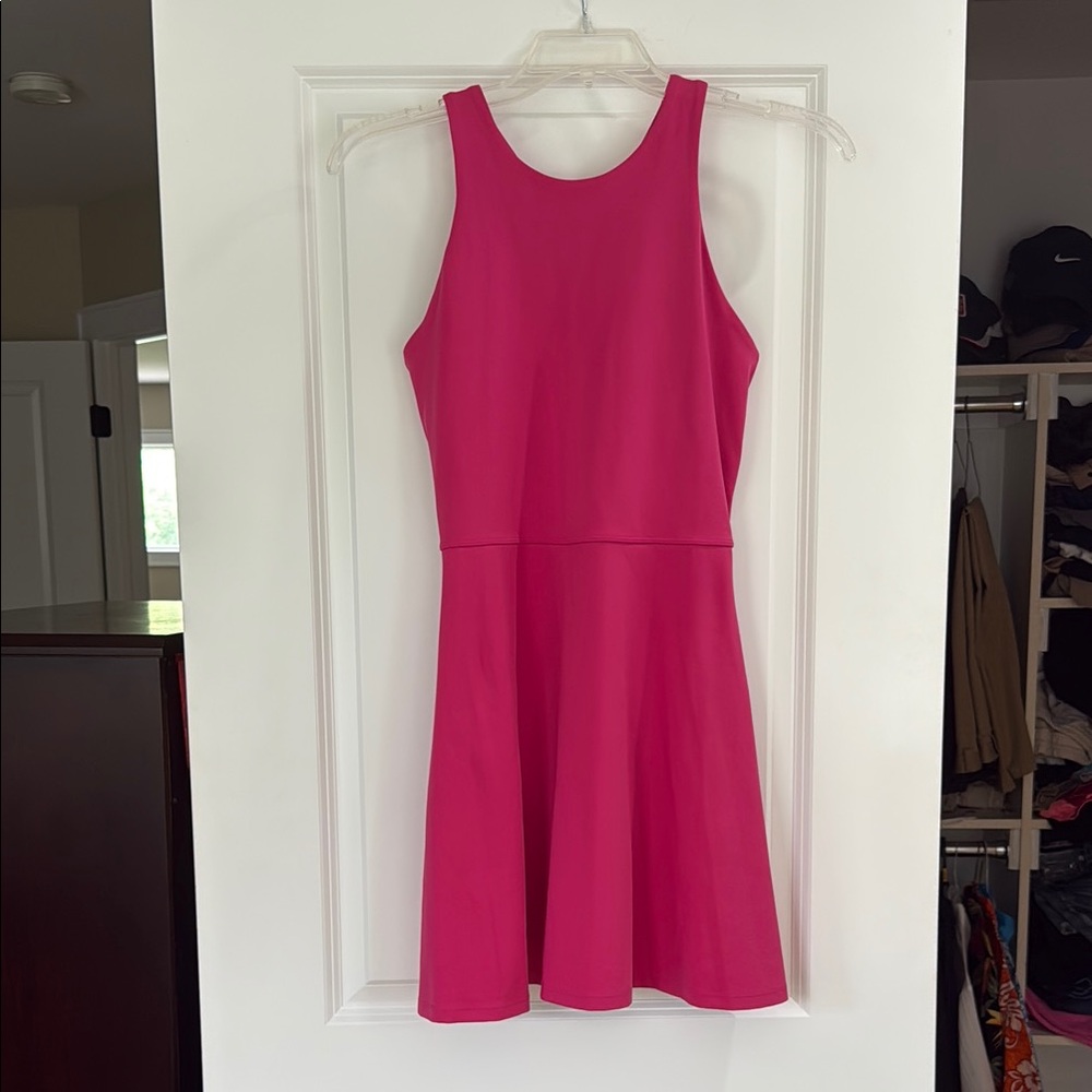 Athleta Pink Halter Fit and Flare Mini Dress